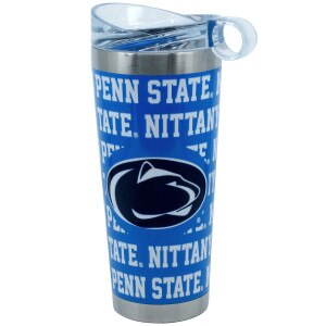 royal blue travel tumbler with Repeating Penn State Nittany Lions and Athletic Logo